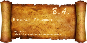 Bacskai Artemon névjegykártya